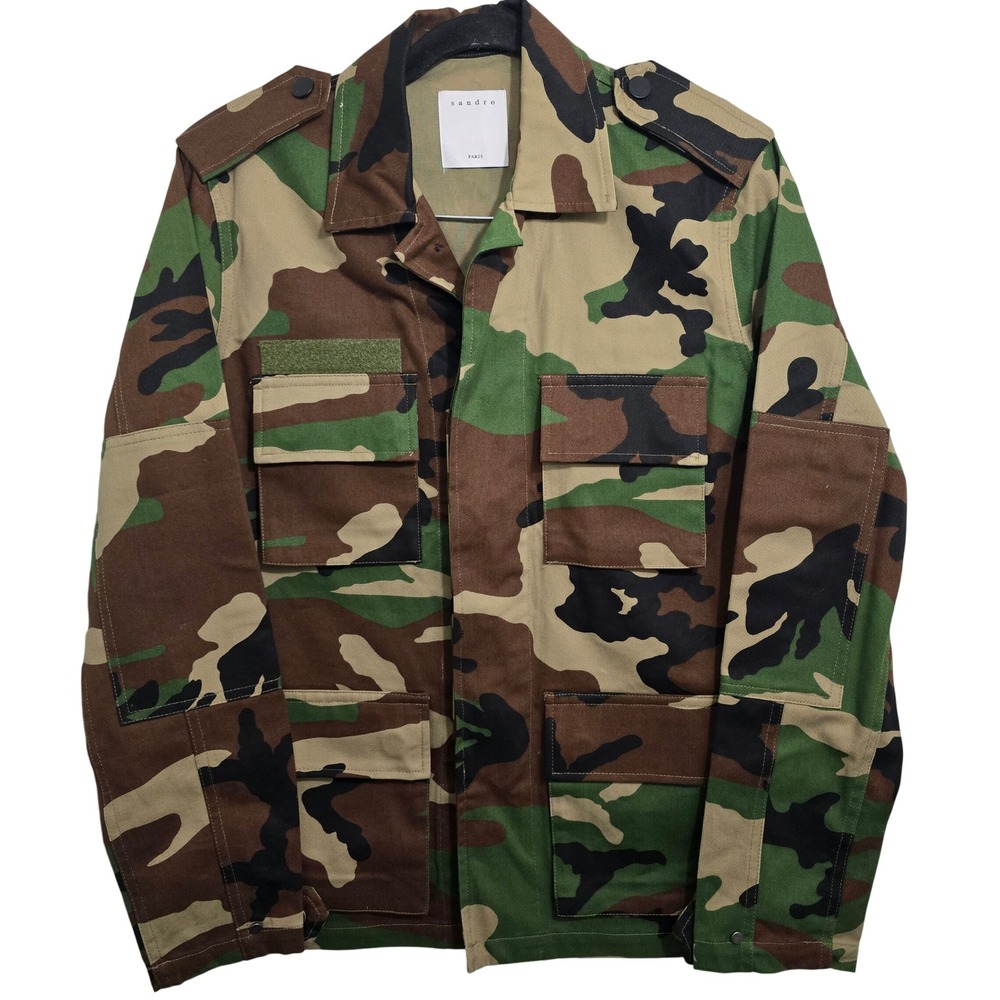 Sandro Paris GI Rescue Camo‎ Military Jacket Woodland Green Brown V7083S XS NWT